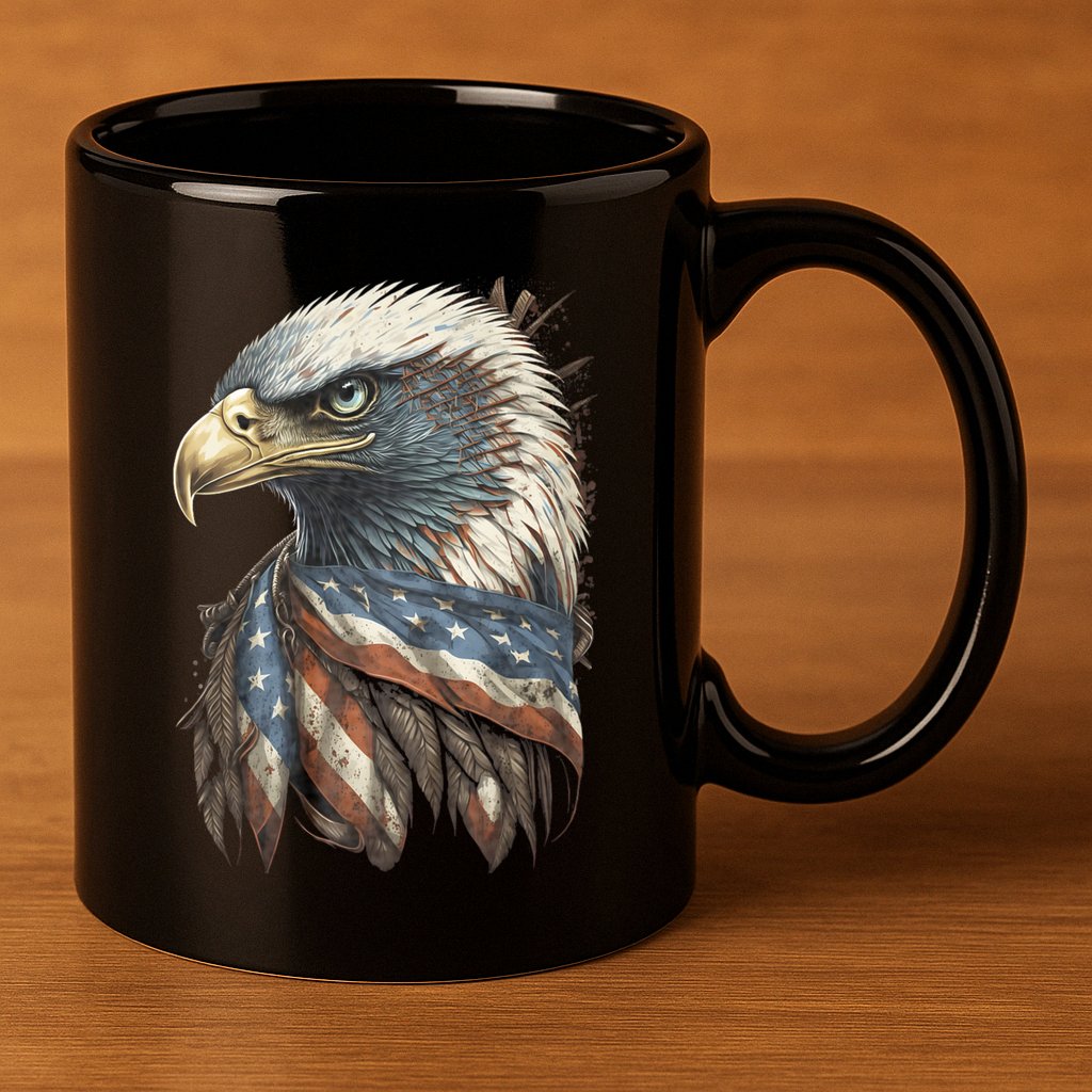 Patriotic Bald Eagle 4th Of July Usa American Flag 11oz C Handle Ceramic Mug