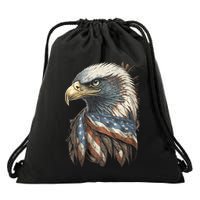Patriotic Bald Eagle 4th Of July Usa American Flag Drawstring Bag