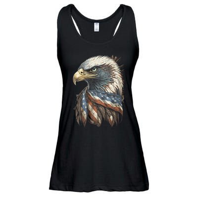 Patriotic Bald Eagle 4th Of July Usa American Flag Ladies Essential Flowy Tank