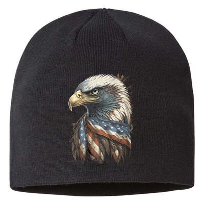 Patriotic Bald Eagle 4th Of July Usa American Flag Sustainable Beanie