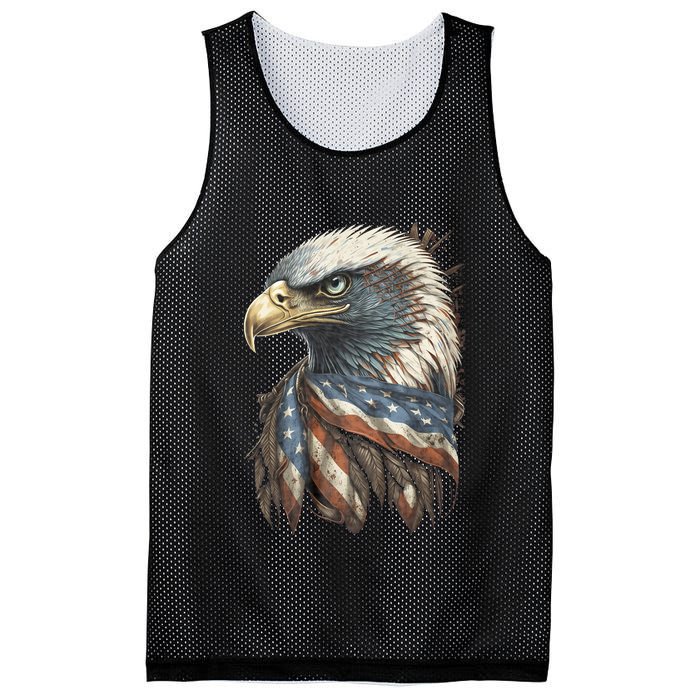 Patriotic Bald Eagle 4th Of July Usa American Flag Mesh Reversible Basketball Jersey Tank