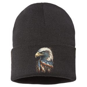 Patriotic Bald Eagle 4th Of July Usa American Flag Sustainable Knit Beanie