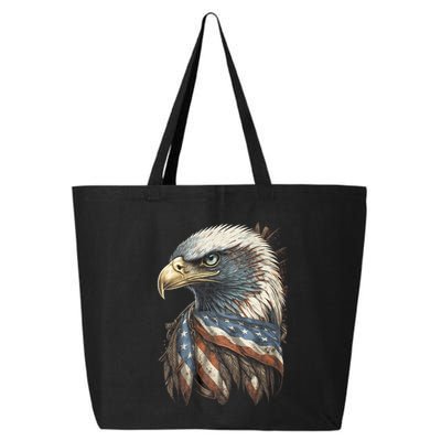 Patriotic Bald Eagle 4th Of July Usa American Flag 25L Jumbo Tote