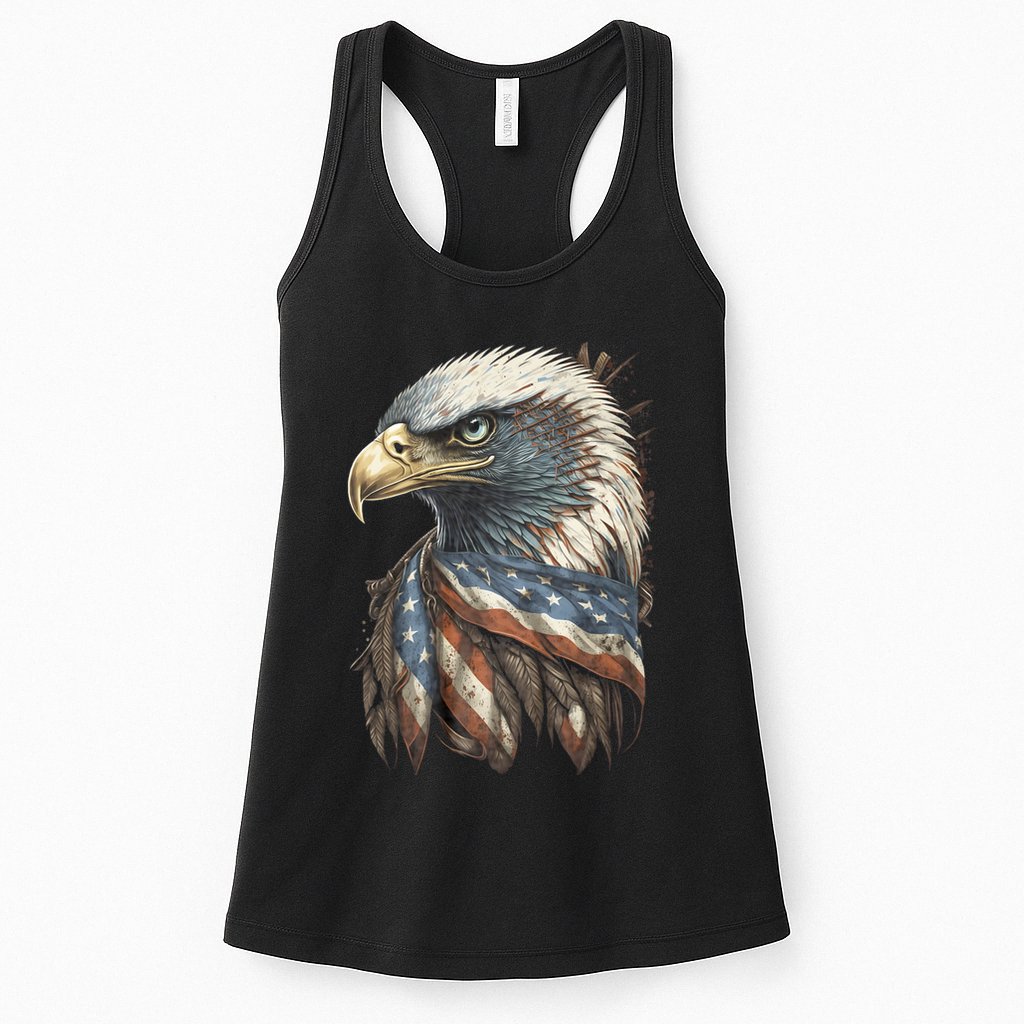 Patriotic Bald Eagle 4th Of July Usa American Flag Womens Tank Top