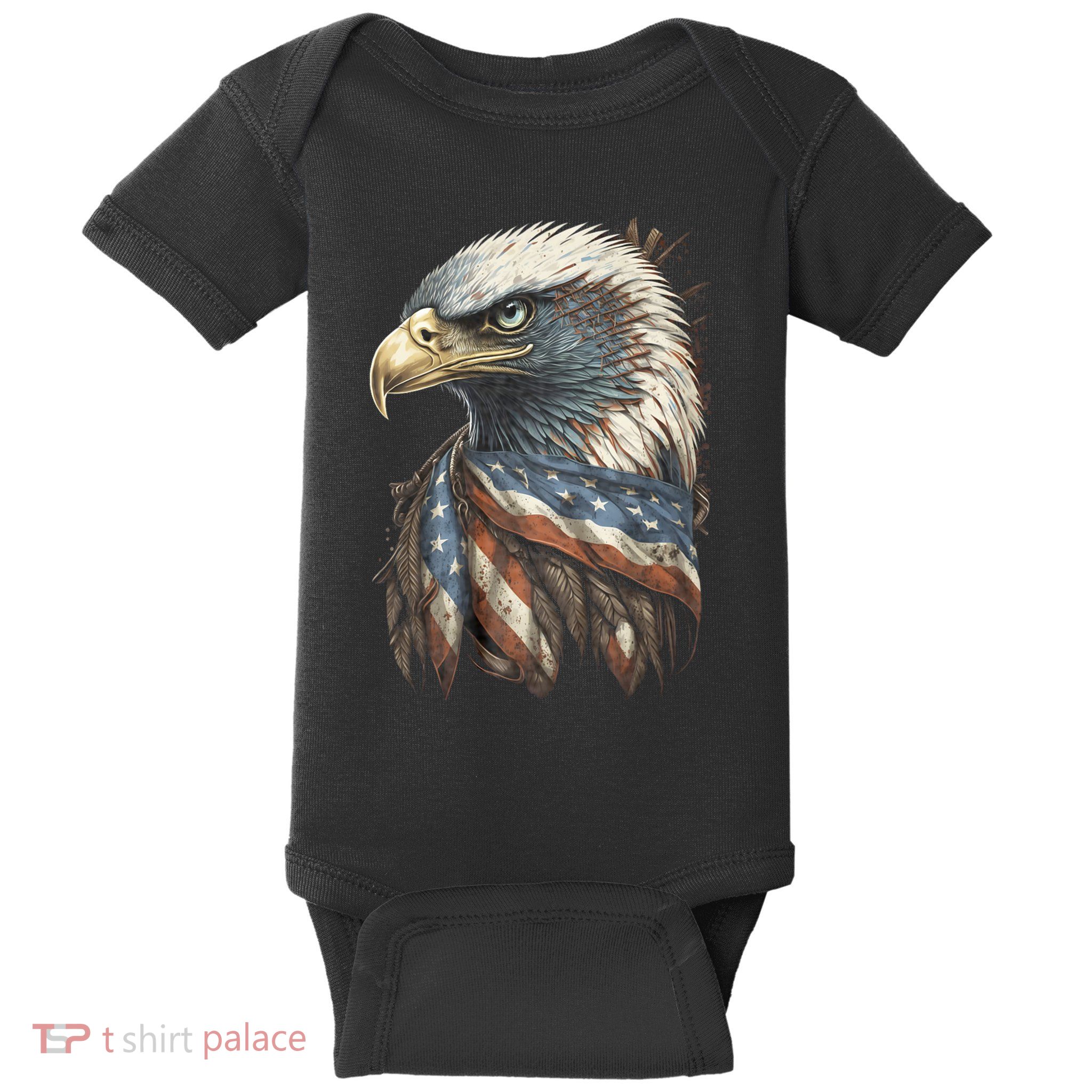 Patriotic Bald Eagle 4th Of July Usa American Flag Baby Bodysuit