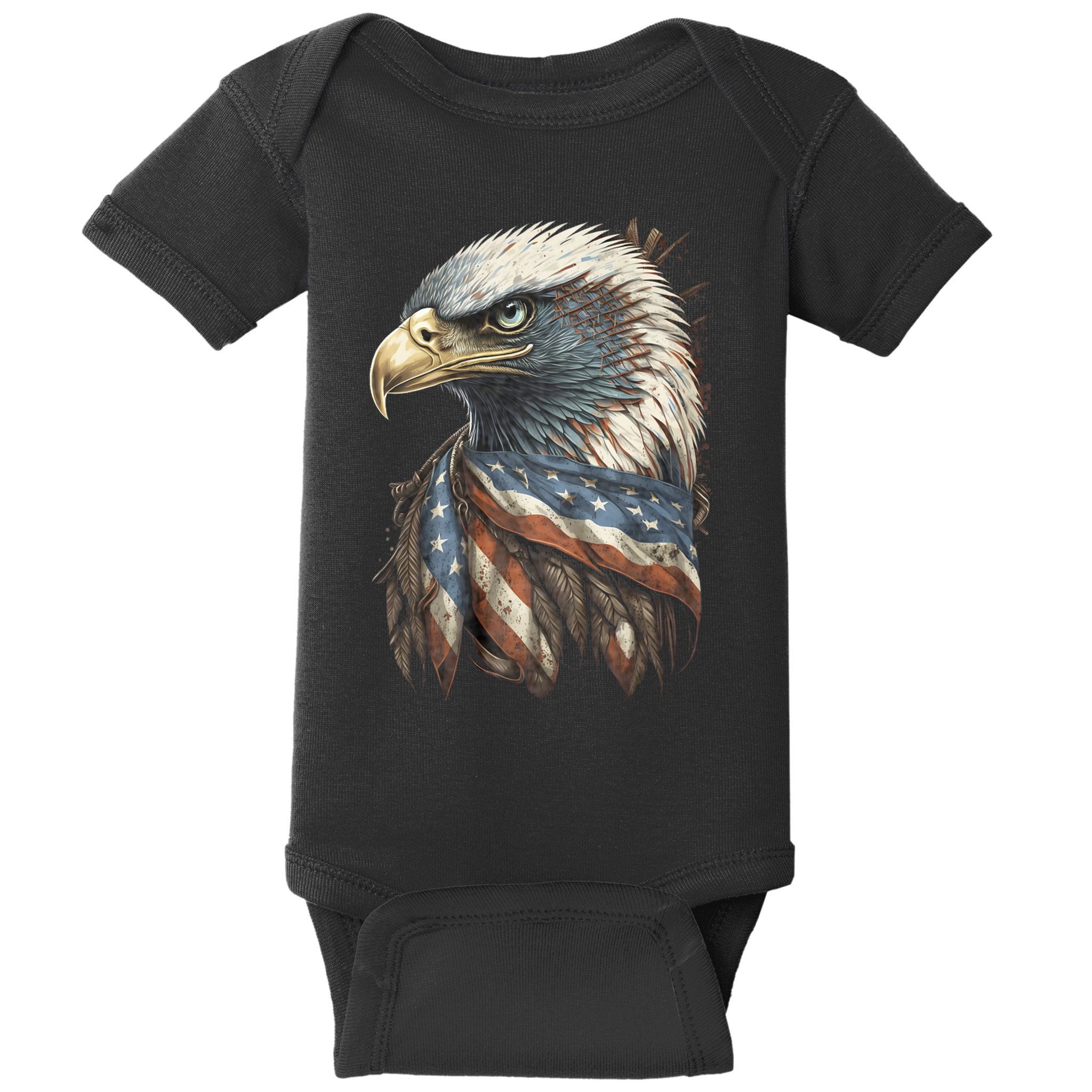 Patriotic Bald Eagle 4th Of July Usa American Flag Baby Bodysuit
