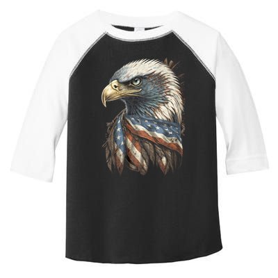 Patriotic Bald Eagle 4th Of July Usa American Flag Toddler Fine Jersey T-Shirt