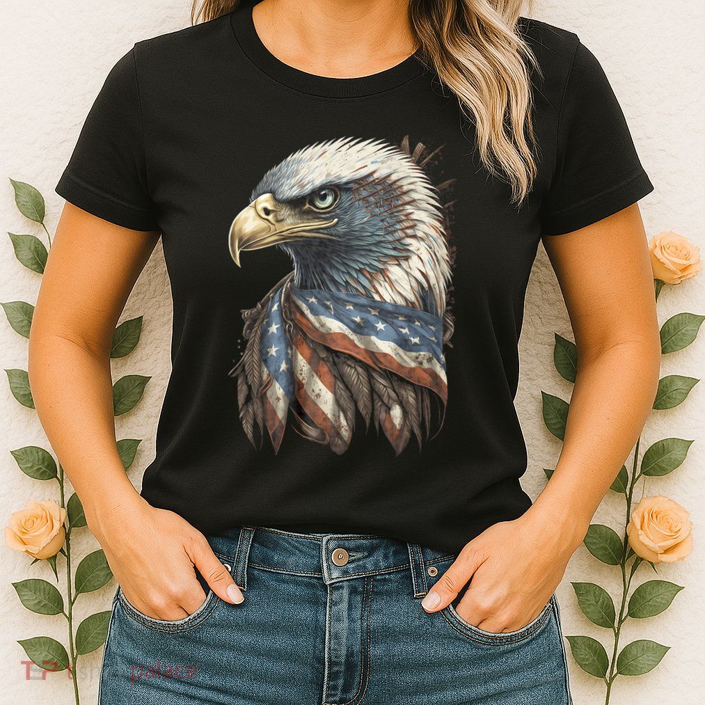Patriotic Bald Eagle 4th Of July Usa American Flag Womens T-Shirt