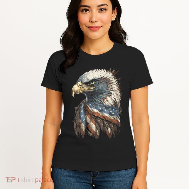 Patriotic Bald Eagle 4th Of July Usa American Flag Womens T-Shirt