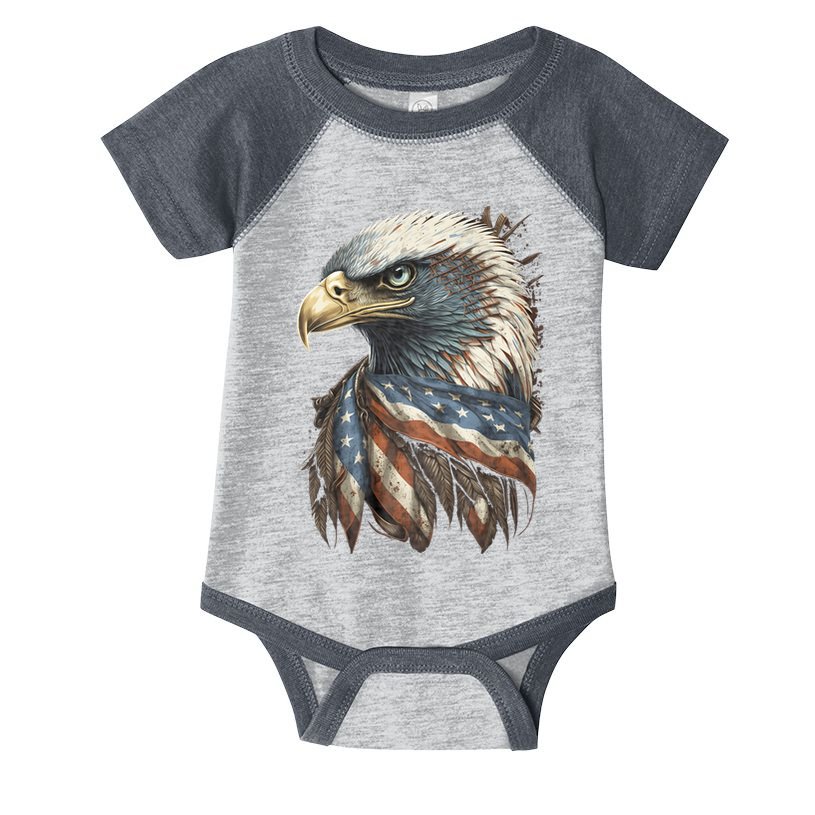 Patriotic Bald Eagle 4th Of July Usa American Flag Infant Baby Jersey Bodysuit