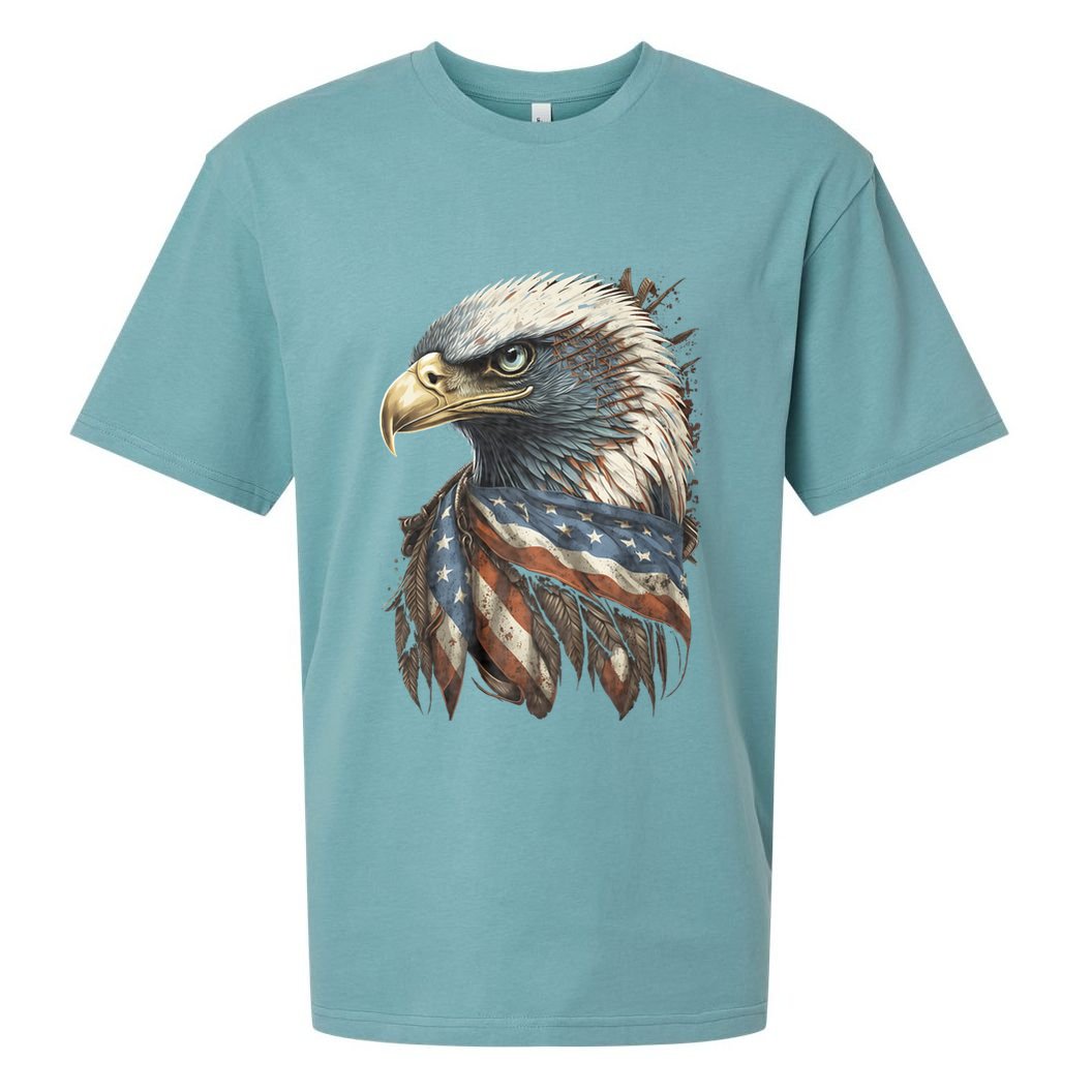 Patriotic Bald Eagle 4th Of July Usa American Flag Sueded Cloud Jersey T-Shirt