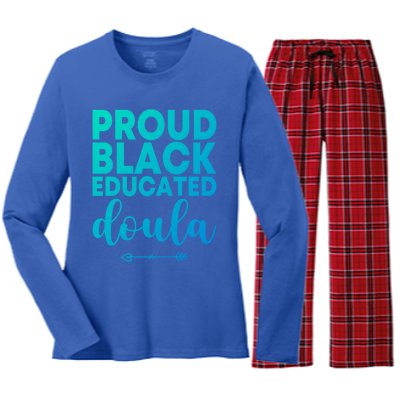 Proud Black Educated Doula Birth Doulas Newborn Labor Coach Gift Women's Long Sleeve Flannel Pajama Set 