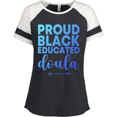 Proud Black Educated Doula Birth Doulas Newborn Labor Coach Gift Enza Ladies Jersey Colorblock Tee