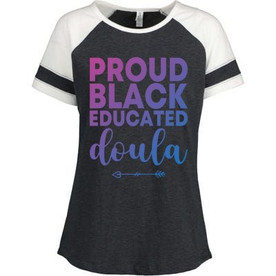 Proud Black Educated Doula Birth Doulas Newborn Labor Coach Gift Enza Ladies Jersey Colorblock Tee