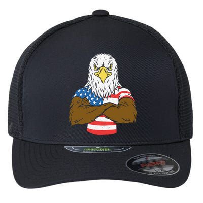 Patriotic Bald Eagle - USA American Flag 4th of July Fourth Flexfit Unipanel Trucker Cap