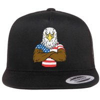 Patriotic Bald Eagle - USA American Flag 4th of July Fourth Flat Bill Trucker Hat