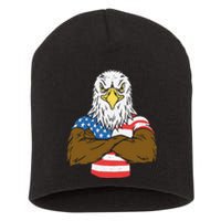 Patriotic Bald Eagle - USA American Flag 4th of July Fourth Short Acrylic Beanie