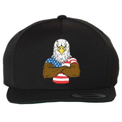 Patriotic Bald Eagle - USA American Flag 4th of July Fourth Wool Snapback Cap