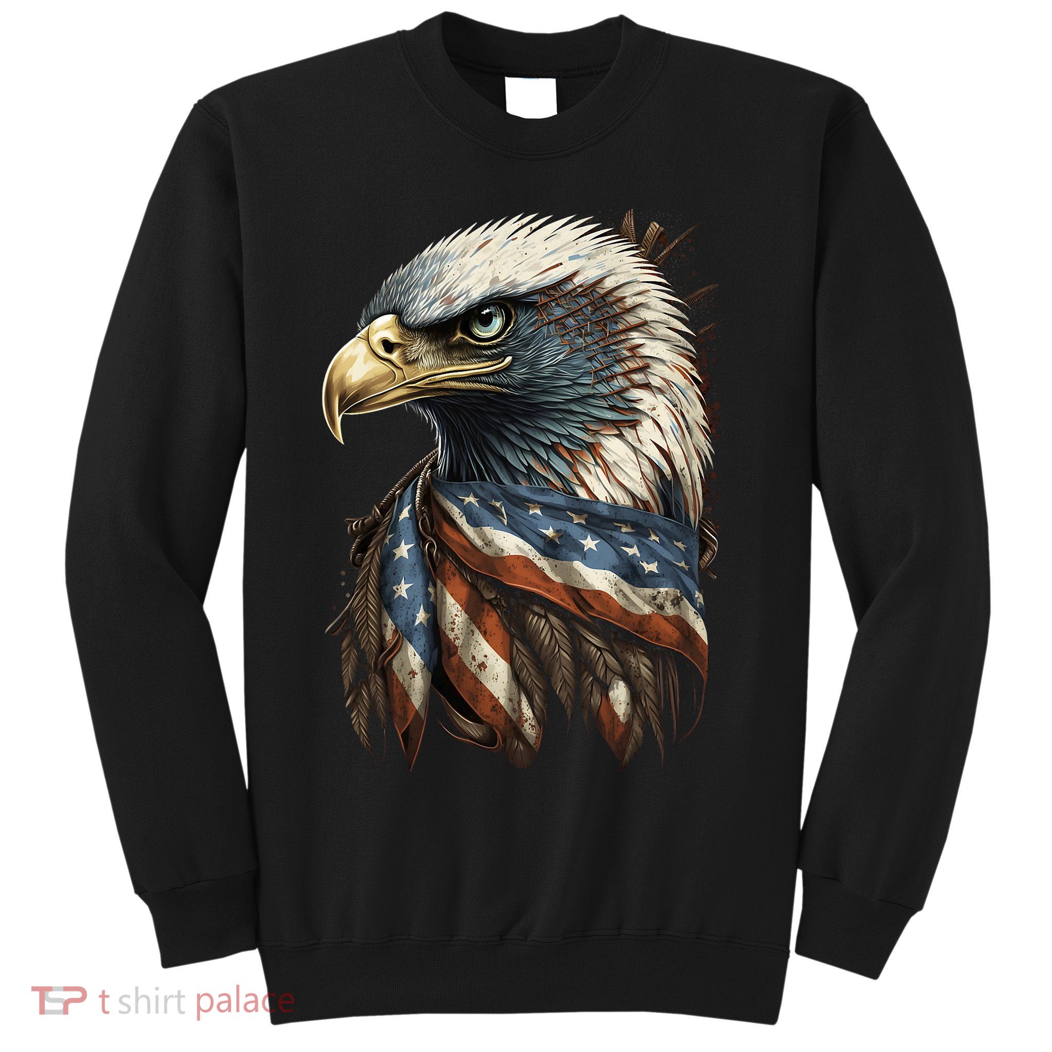 Patriotic Bald Eagle 4th Of July Men USA American Flag Sweatshirt