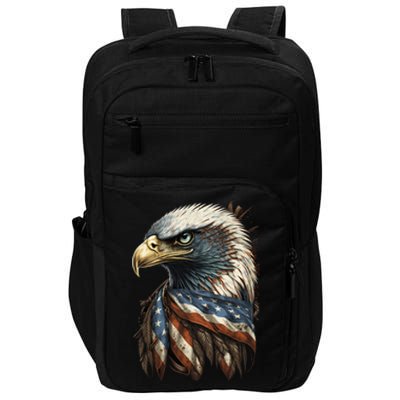 Patriotic Bald Eagle 4th Of July Men USA American Flag Impact Tech Backpack