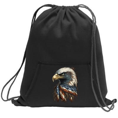 Patriotic Bald Eagle 4th Of July Men USA American Flag Sweatshirt Cinch Pack Bag