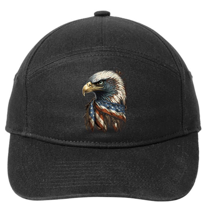 Patriotic Bald Eagle 4th Of July Men USA American Flag 7-Panel Snapback Hat