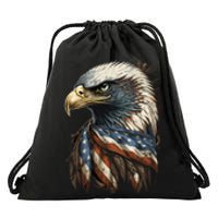 Patriotic Bald Eagle 4th Of July Men USA American Flag Drawstring Bag