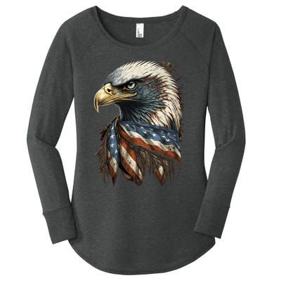 Patriotic Bald Eagle 4th Of July Men USA American Flag Women's Perfect Tri Tunic Long Sleeve Shirt