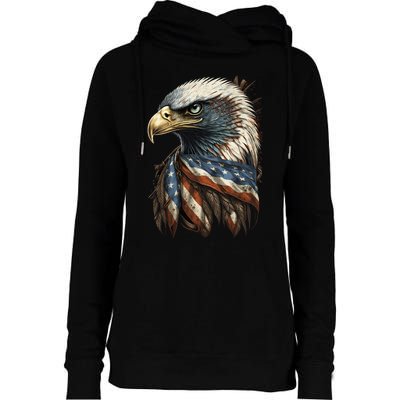 Patriotic Bald Eagle 4th Of July Men USA American Flag Womens Funnel Neck Pullover Hood