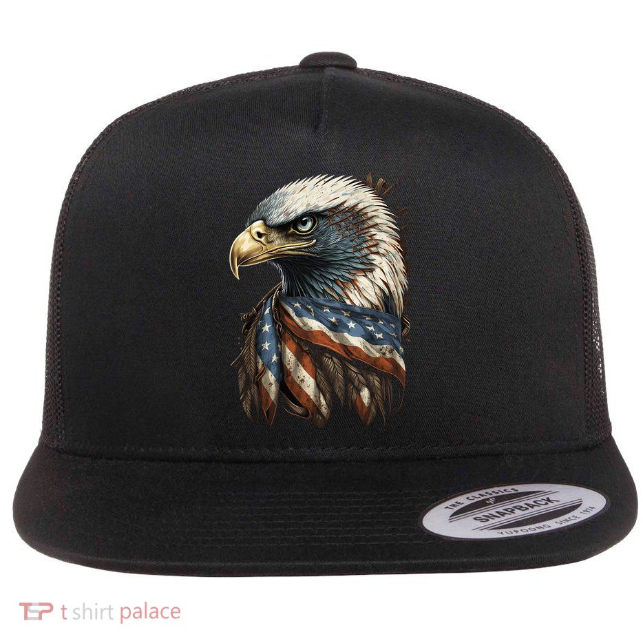 Patriotic Bald Eagle 4th Of July Men USA American Flag Flatbill Hat