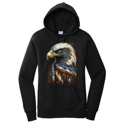 Patriotic Bald Eagle 4th Of July Men USA American Flag Women's Pullover Hoodie