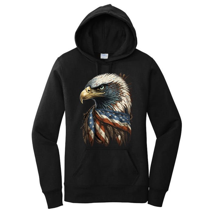 Patriotic Bald Eagle 4th Of July Men USA American Flag Women's Pullover Hoodie