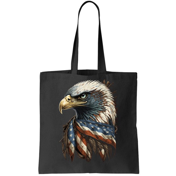 Patriotic Bald Eagle 4th Of July Men USA American Flag Tote Bag