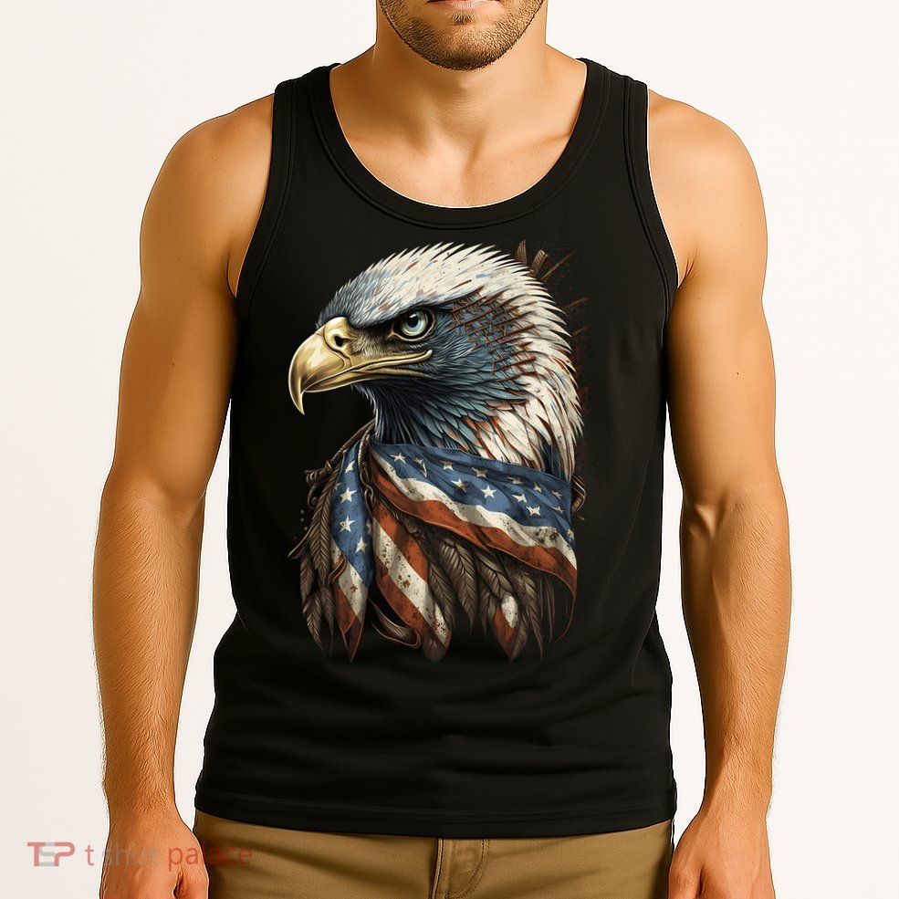Patriotic Bald Eagle 4th Of July Men USA American Flag Tank Top