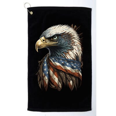 Patriotic Bald Eagle 4th Of July Men USA American Flag Golf Towel