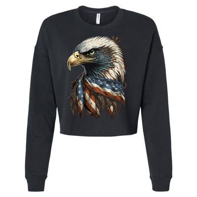 Patriotic Bald Eagle 4th Of July Men USA American Flag Cropped Pullover Crew