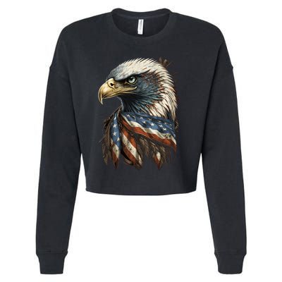 Patriotic Bald Eagle 4th Of July Men USA American Flag Cropped Pullover Crew