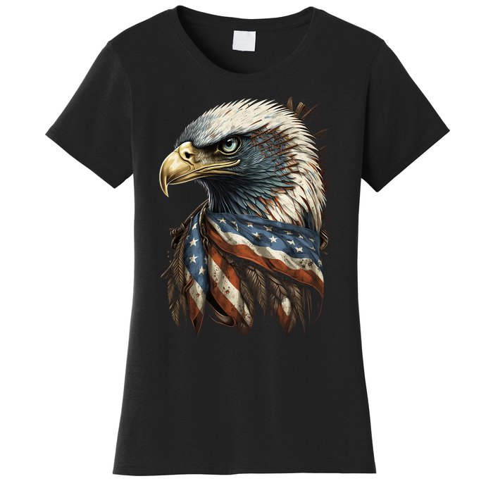 Patriotic Bald Eagle 4th Of July Men USA American Flag Women's T-Shirt