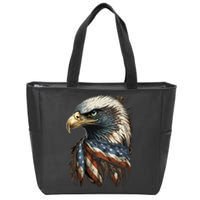 Patriotic Bald Eagle 4th Of July Men USA American Flag Zip Tote Bag