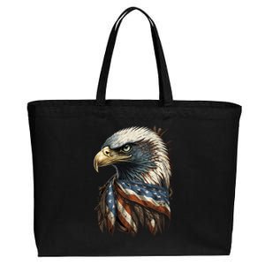 Patriotic Bald Eagle 4th Of July Men USA American Flag Cotton Canvas Jumbo Tote