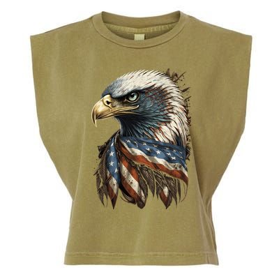 Patriotic Bald Eagle 4th Of July Men USA American Flag Garment-Dyed Women's Muscle Tee