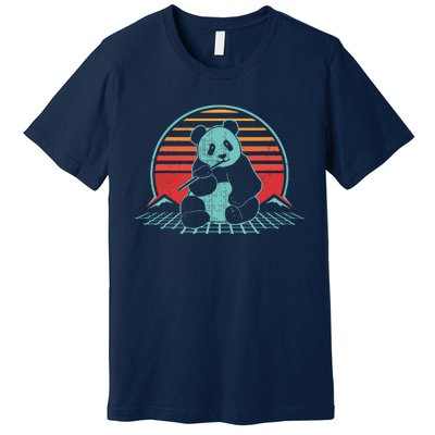 Panda Bear Eating Bamboo Retro Vintage 80 Style Premium T-Shirt