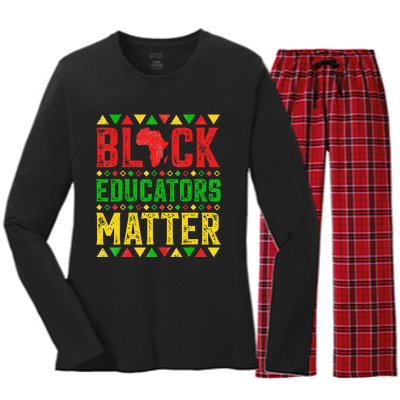 Pride Black Educators Matter Gift History Month Teacher Women's Long Sleeve Flannel Pajama Set 