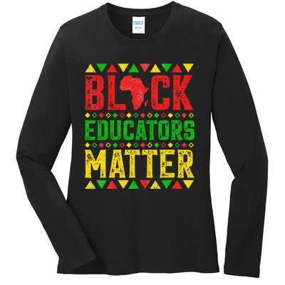 Pride Black Educators Matter Gift History Month Teacher Ladies Long Sleeve Shirt