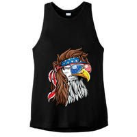 Patriotic Bald Eagle Mullet USA American Flag 4th Of July Ladies PosiCharge Tri-Blend Wicking Tank