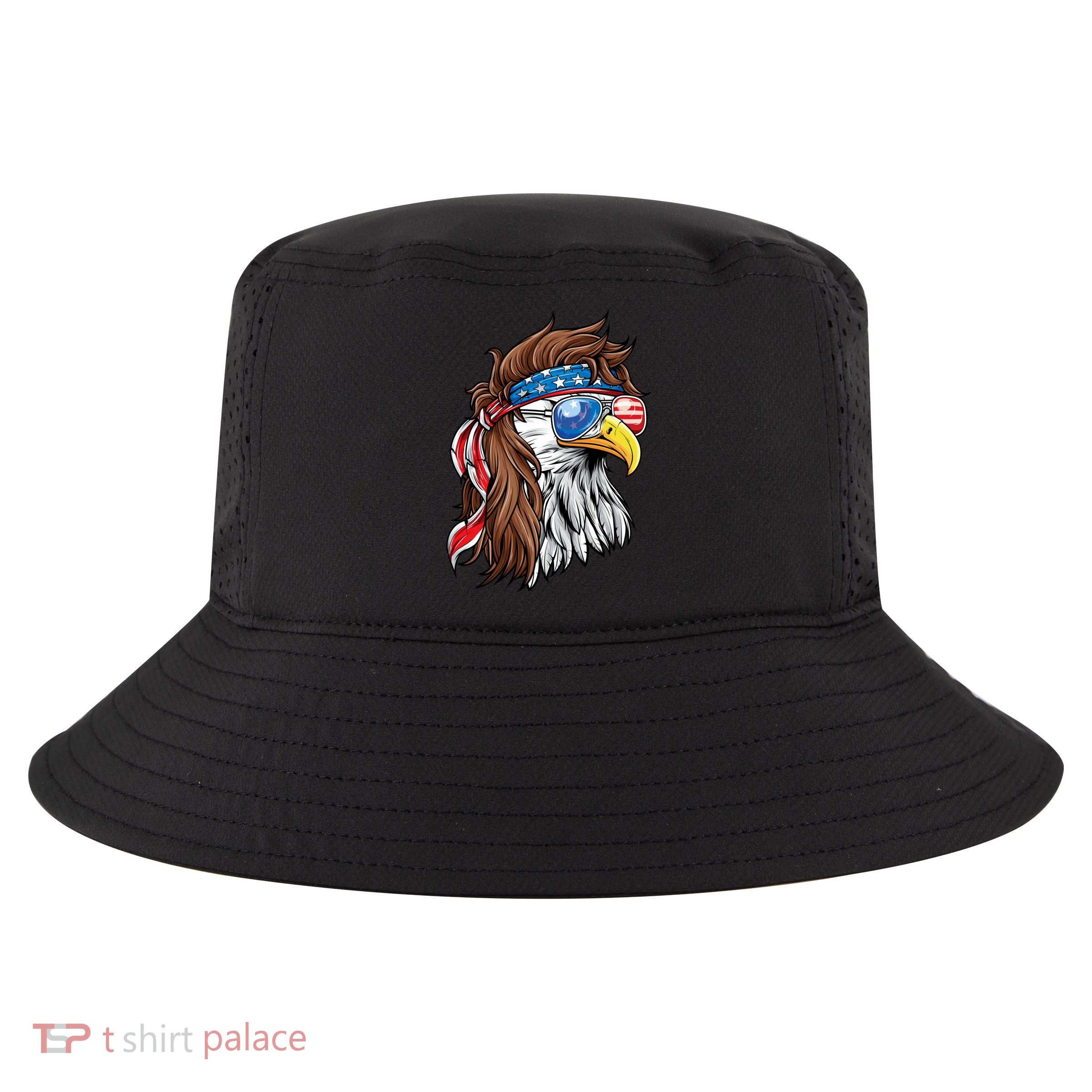 Patriotic Bald Eagle Mullet USA American Flag 4th Of July Cool Comfort Performance Bucket Hat
