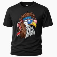 Patriotic Bald Eagle Mullet USA American Flag 4th Of July Cooling Performance Crew T-Shirt