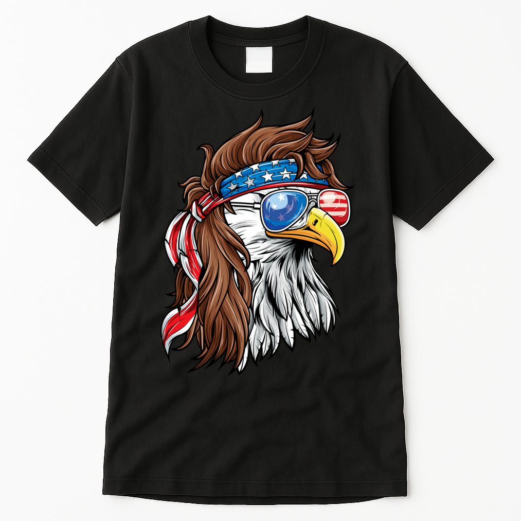 Patriotic Bald Eagle Mullet USA American Flag 4th Of July Tall T-Shirt