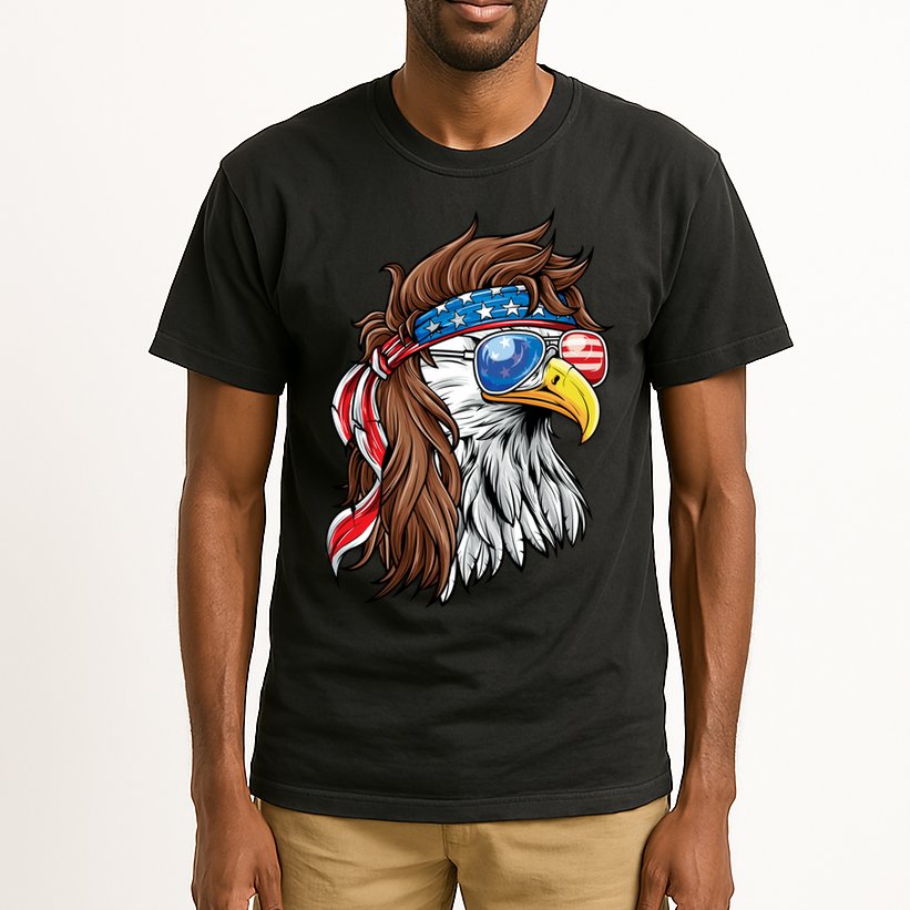 Patriotic Bald Eagle Mullet USA American Flag 4th Of July Tall T-Shirt