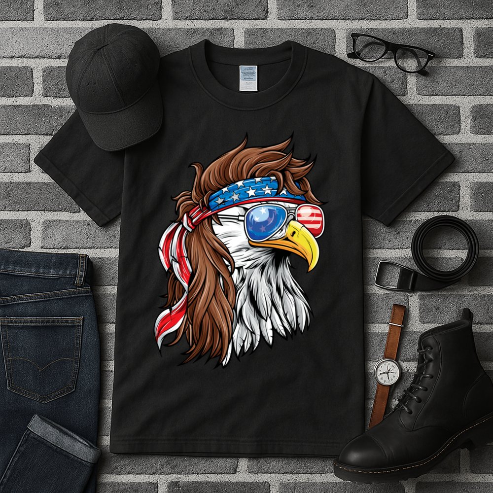 Patriotic Bald Eagle Mullet USA American Flag 4th Of July Tall T-Shirt
